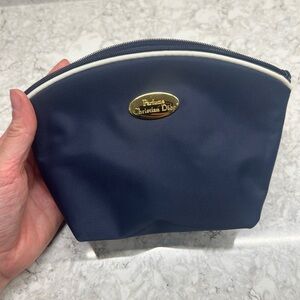 Dior Navy Blue Cosmetic Pouch with Cream Trim